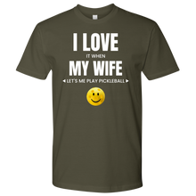 Load image into Gallery viewer, Military Green Men's Pickleball "I Love My Wife" T-Shirt