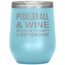 Load image into Gallery viewer, Light Blue Pickleball Wine Tumbler with Lid