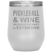 Load image into Gallery viewer, White Pickleball Wine Tumbler with Lid