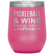 Load image into Gallery viewer, Pink Pickleball Wine Tumbler with Lid