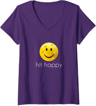 Load image into Gallery viewer, Hit Happy Pickleball V-Neck Womens T-Shirt