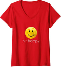 Load image into Gallery viewer, Hit Happy Pickleball V-Neck Womens T-Shirt