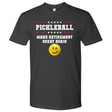 Load image into Gallery viewer, Heavy Metal Grey Men's Pickleball "Make Retirement Great Again" T-Shirt