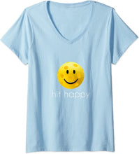 Load image into Gallery viewer, Hit Happy Pickleball V-Neck Womens T-Shirt