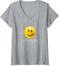 Load image into Gallery viewer, Hit Happy Pickleball V-Neck Womens T-Shirt