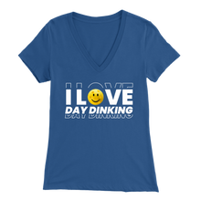 Load image into Gallery viewer, True Royal Blue Pickleball "I Love Day Dinking" - Women's Bella V-Neck T-Shirt