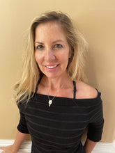 Load image into Gallery viewer, A woman wearing the Pickleball Paddle Pendant Necklace