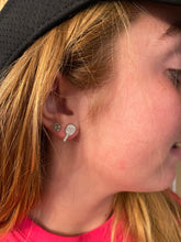 Load image into Gallery viewer, A woman wearing the Pickleball Paddle Earrings