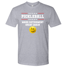 Load image into Gallery viewer, Heather Grey Men's Pickleball "Make Retirement Great Again" T-Shirt