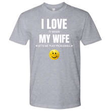 Load image into Gallery viewer, Heather Grey Men's Pickleball "I Love My Wife" T-Shirt