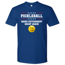 Load image into Gallery viewer, Royal Blue Men's Pickleball "Make Retirement Great Again" T-Shirt