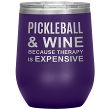 Load image into Gallery viewer, Purple Pickleball Wine Tumbler with Lid