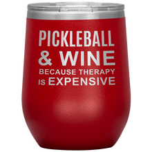 Load image into Gallery viewer, Red Pickleball Wine Tumbler with Lid
