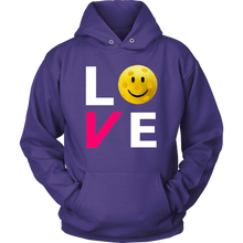 Load image into Gallery viewer, Purple "LOVE Pickleball" - Unisex Hoodie Sweatshirt