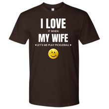 Load image into Gallery viewer, Chocolate Brown Men's Pickleball "I Love My Wife" T-Shirt
