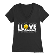 Load image into Gallery viewer, Black Pickleball "I Love Day Dinking" - Women's Bella V-Neck T-Shirt