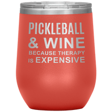 Load image into Gallery viewer, Coral Pickleball Wine Tumbler with Lid