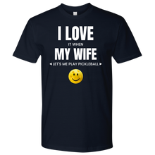 Load image into Gallery viewer, Navy Blue Men's Pickleball "I Love My Wife" T-Shirt