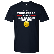 Load image into Gallery viewer, Navy Blue Men's Pickleball "Make Retirement Great Again" T-Shirt