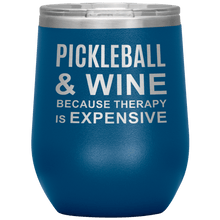 Load image into Gallery viewer, Blue Pickleball Wine Tumbler with Lid