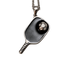 Load image into Gallery viewer, black pickleball paddle necklace