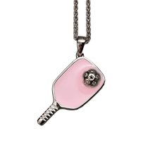 Load image into Gallery viewer, pink pickleball paddle necklace