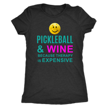 Load image into Gallery viewer, Vintage Black "Pickleball and Wine" - Women's Next Level Triblend T-Shirt