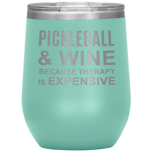 Load image into Gallery viewer, Teal Pickleball Wine Tumbler with Lid
