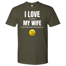 Load image into Gallery viewer, Military Green Men&#39;s Pickleball &quot;I Love My Wife&quot; T-Shirt
