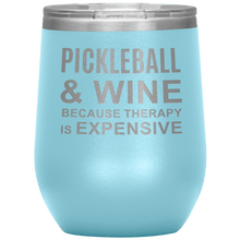 Load image into Gallery viewer, Light Blue Pickleball Wine Tumbler with Lid
