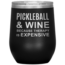Load image into Gallery viewer, Black Pickleball Wine Tumbler with Lid
