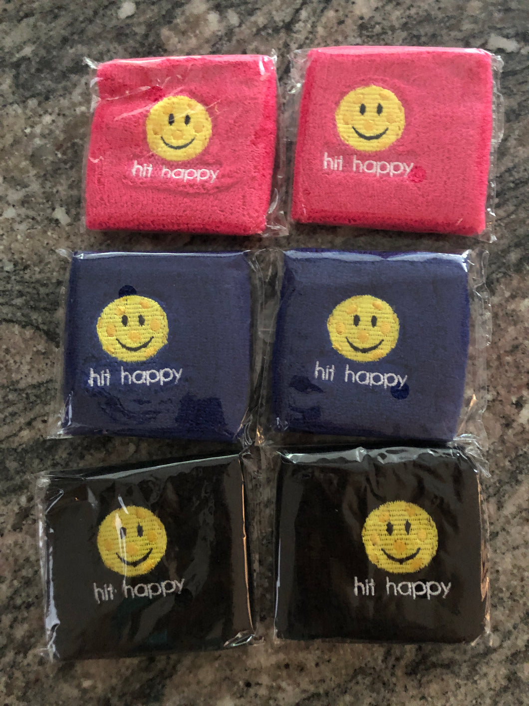 Pink, Blue, and Black Hit Happy Pickleball Wristbands