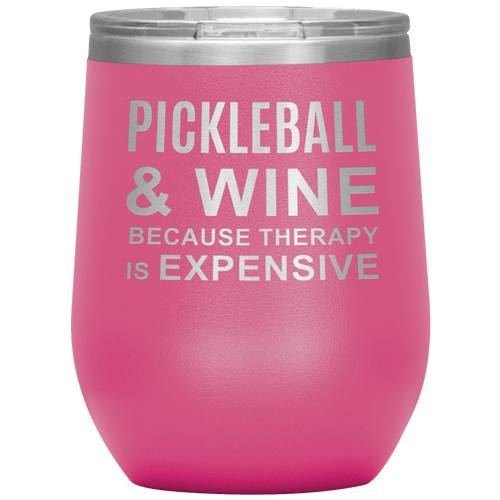 Pink Pickleball Wine Tumbler with Lid