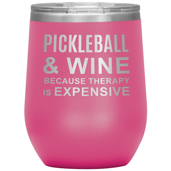 Pink Pickleball Wine Tumbler with Lid