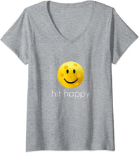 Load image into Gallery viewer, Hit Happy Pickleball V-Neck Womens T-Shirt
