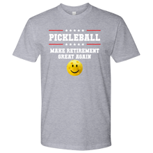 Load image into Gallery viewer, Heather Grey Men&#39;s Pickleball &quot;Make Retirement Great Again&quot; T-Shirt
