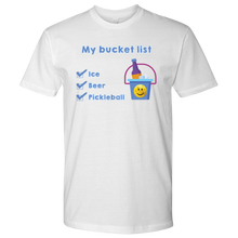 Load image into Gallery viewer, White Men&#39;s Pickleball &quot;My Bucket List&quot; T-Shirt
