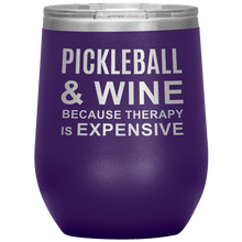 Load image into Gallery viewer, Purple Pickleball Wine Tumbler with Lid
