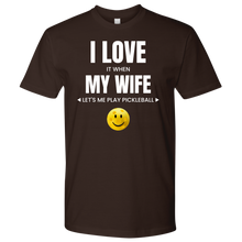Load image into Gallery viewer, Chocolate Brown Men&#39;s Pickleball &quot;I Love My Wife&quot; T-Shirt
