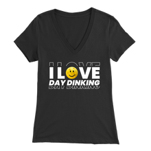 Load image into Gallery viewer, Black Pickleball &quot;I Love Day Dinking&quot; - Women&#39;s Bella V-Neck T-Shirt
