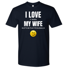 Load image into Gallery viewer, Navy Blue Men&#39;s Pickleball &quot;I Love My Wife&quot; T-Shirt
