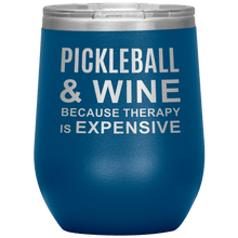 Load image into Gallery viewer, Blue Pickleball Wine Tumbler with Lid
