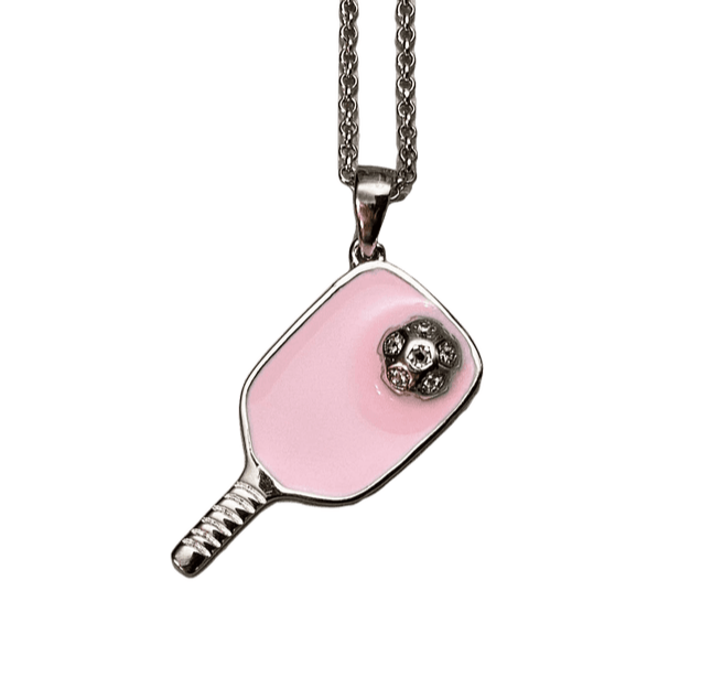 pink pickleball paddle necklace