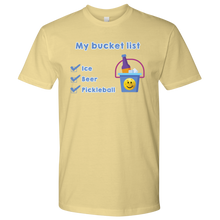 Load image into Gallery viewer, Banana Cream Yellow Men&#39;s Pickleball &quot;My Bucket List&quot; T-Shirt
